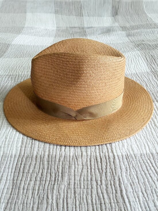 rag & bone Hand Woven Straw Panama Hat in Taupe with Twisted Ribbon Band main image 5